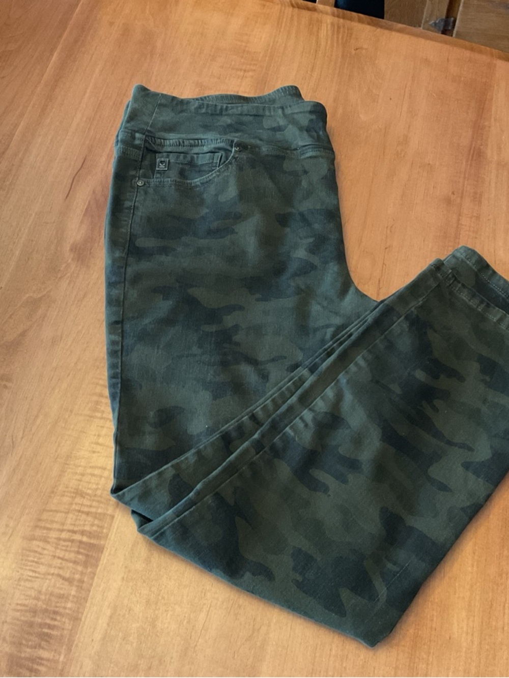 Belle by Kim Gravel Women’s Slim Straight Camouflage Jeans - Dark Green 18W